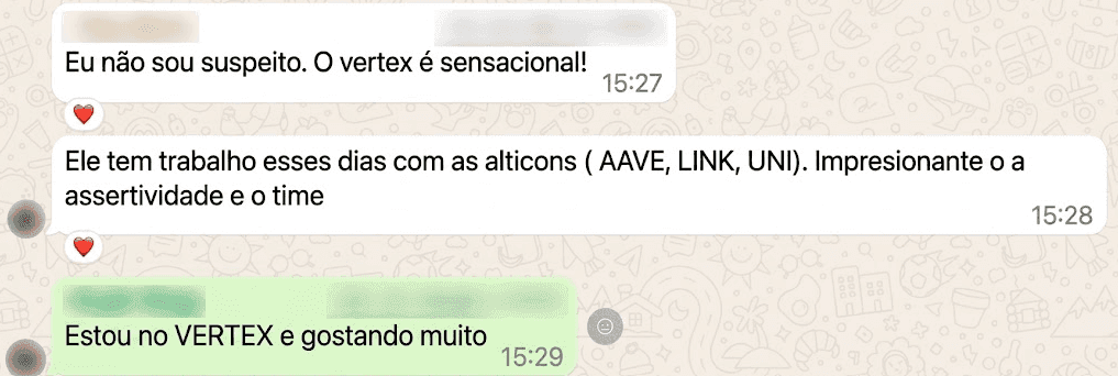 Mensagem de cliente da Targen: “Eu não sou suspeito. O vertex é sensacional!”